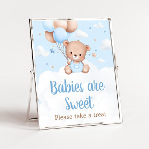 Affiche Bleu Teddy Bear Baby shower Bébés sont Sweet Sign
