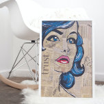 Affiche Bleu tendance Pop Art femme Portrait Yeux<br><div class="desc">Une pop art minimaliste mais audacieuse a inspiré un montage photo-portrait de média mixte avec une femme aux cheveux bleus fleuris et les yeux regardant au loin. Cette affiche de peinture évoque une énergie féminine audacieuse avec l'utilisation de touches et de couleurs minimes, mais a une énergie tranquille. Ce tableau...</div>