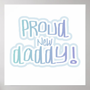 Affiche Bleu Texte Fier Nouveau Daddy Cadeaux