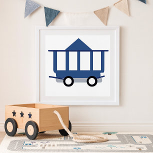 Affiche Bleu Trolley Icône voiture Vintage Wagon
