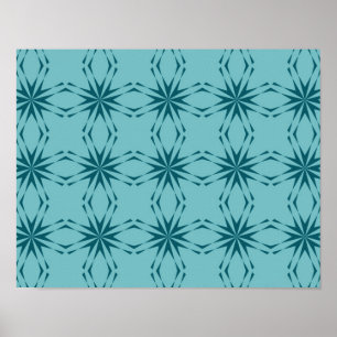 Affiche bleu turquoise, cool, abstraction fleur tendance