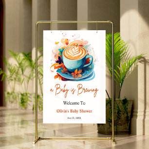 Affiche Bleu Un bébé brasse Baby shower Bienvenue