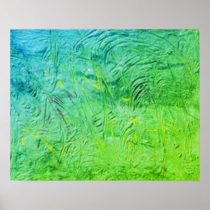 Affiche Bleu Vert Jaune tendance Art Abstrait moderne
