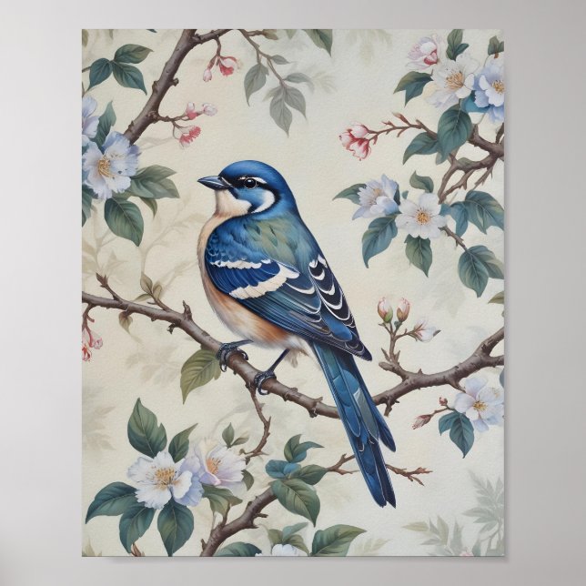 Affiche Bleu vintage & Blossoms Wall Art (Devant)