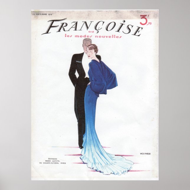 Affiche Bleu Vintage Gown (Devant)
