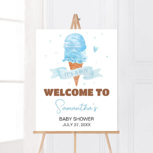 Affiche Bleu Voici le Baby shower Scoop Bienvenue