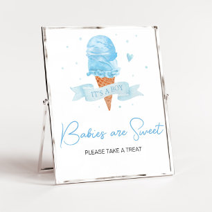 Affiche Bleu Voici le Baby shower Scoop Les bébés sont dou