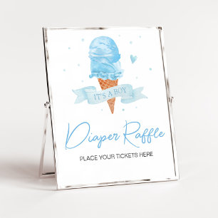 Affiche Bleu Voici le Baby shower Scoop Raffle