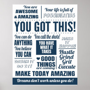 Affiche Bleu Vous Avez Ces Citations Motivationnelles