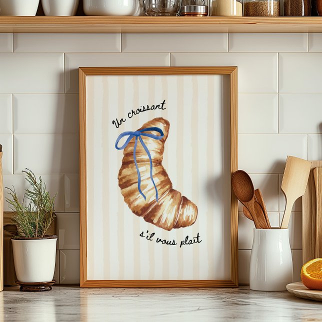Affiche Bleue Coquette Un Croissant S'il Vous Plaî (Créateur téléchargé)