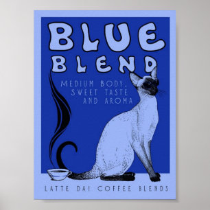 Affiche bleue de café de mélange