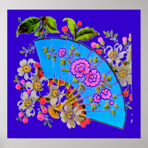 Affiche bleue de finition de lustre de fan