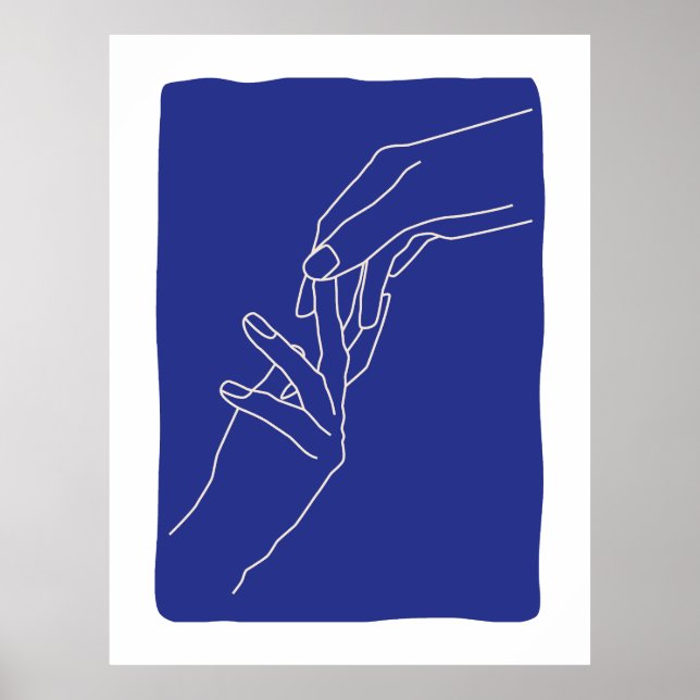 Affiche bleue moderne abstraite aux mains minimali (Devant)