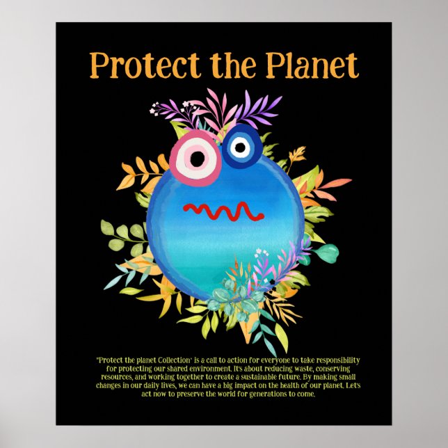 Affiche BLEUE PROTÉGER LA PLANÈTE SAVE EARTH MUE Art Poste (Devant)