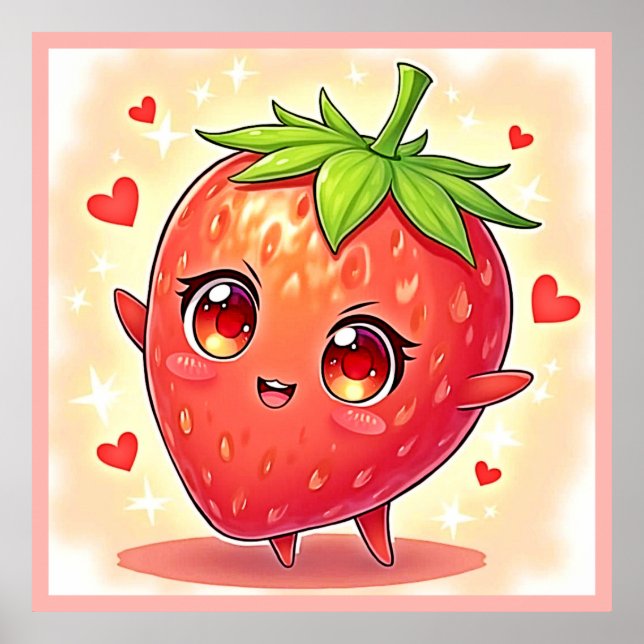 Affiche Bliss de fraises sucrées adorables (Devant)