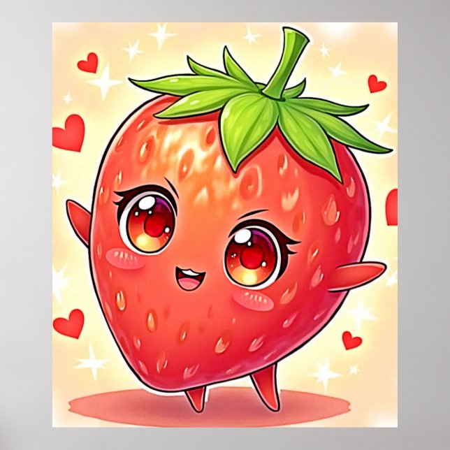 Affiche Bliss de fraises sucrées adorables (Devant)
