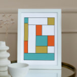 Affiche Bloc couleur or orange turquoise milieu du siècle<br><div class="desc">Ce design moderne et audacieux du milieu du siècle présente des blocs de couleurs bleu turquoise,  orange foncé,  or,  blanc et noir. Cela fera un ajout fabuleux aux murs de votre maison.</div>