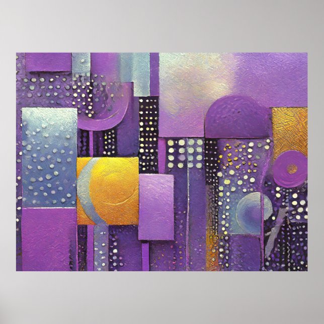 Affiche Bloc de couleur abstrait violet et or ID1043 (Devant)