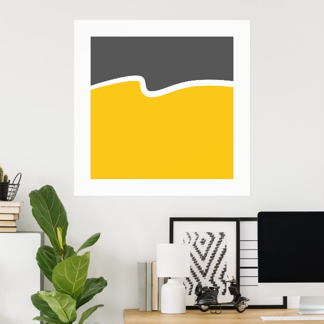 Affiche Bloc de couleur blanc gris jaune (Bureau à domicile)