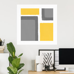 Affiche Bloc de couleur gris-jaune minimaliste