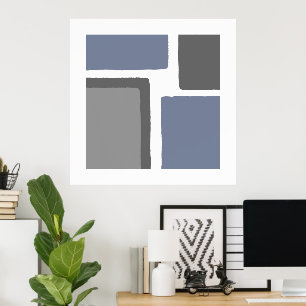 Affiche Bloc de couleur minimaliste bleu ardoise et gris