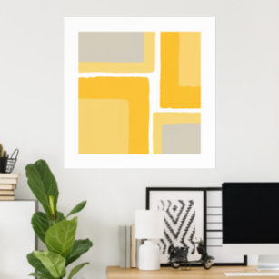 Affiche Bloc de couleur minimaliste gris jaune