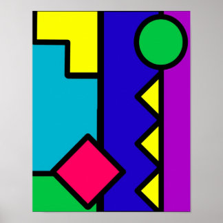Affiche Bloc de couleur rétro des années 80