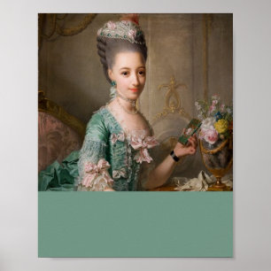 Affiche Bloc de couleur turquoise portrait vintage de l'ar
