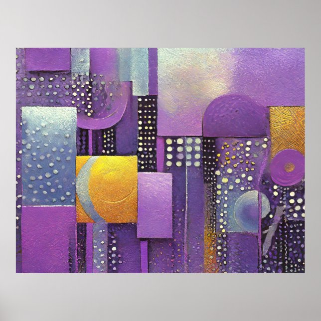 Affiche Bloc de couleur Violet Abstrait et Gold ID1043 (Devant)
