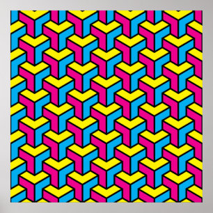 Affiche Bloc d'illusion géométrique CMYK en gras