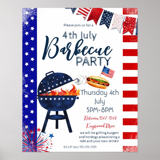 Affiche bloc fête 4 juillet BBQ rue du parti voisin P (Devant)