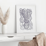 Affiche Blocage de dessin de ligne d'octopus imprimé en vi<br><div class="desc">Une ligne de pieuvre steampunk amusante imprimé en bloc dans un violet d'aubergine foncé. Contactez-moi pour toute question ou demande.</div>