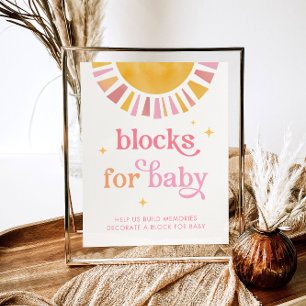 Affiche Blocs de Baby Shower Sunshine pour le Langage Bébé