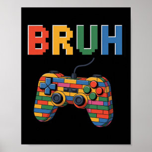 Affiche Blocs de Construction Bruh Gaming Joueur Garçons M