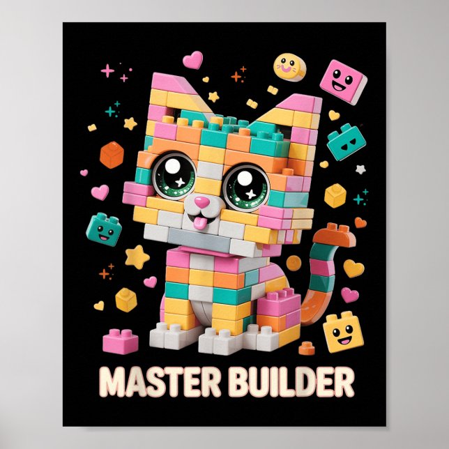 Affiche Blocs de construction en brique de chat Maître con (Devant)