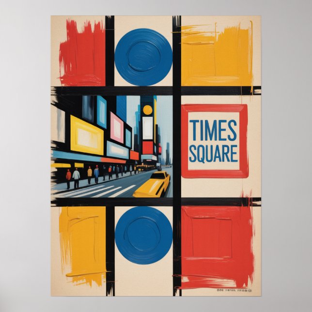 Affiche Blocs de couleur de Times Square à New York (Devant)