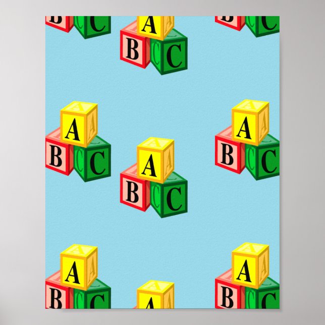 Affiche blocs de l'alphabet abc (Devant)