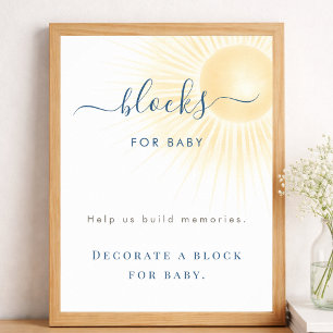 Affiche Blocs de shower bébé aquarelle Soleil pour panneau