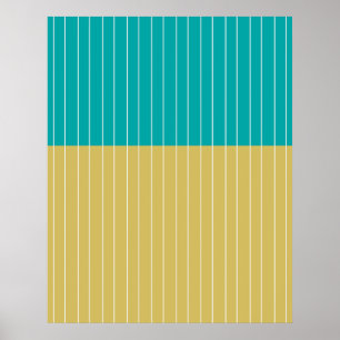 Affiche Blocs et lignes géométriques Bleu jaune
