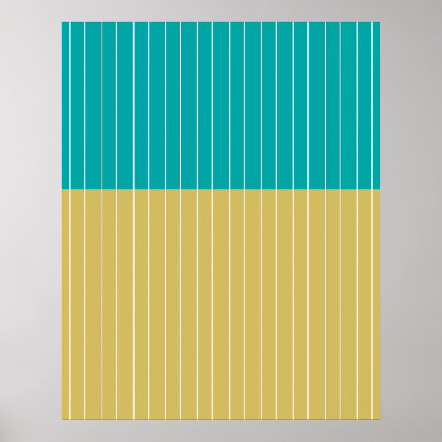 Affiche Blocs et lignes géométriques Bleu jaune (Devant)