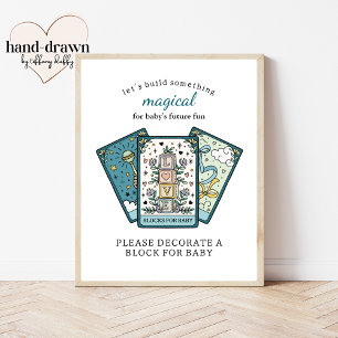 Affiche Blocs Frameable Baby shower Tarot pour bébé