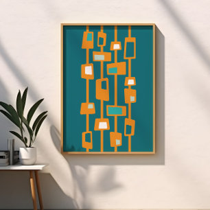 Affiche Blocs funky atomiques de style Mid Century Modern