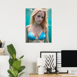 Affiche Blond dans une photo sous-marine en bikini