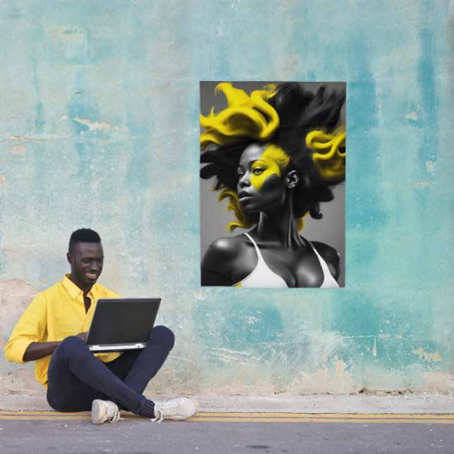 Affiche Blonde à éclaboussure de couleur sur les cheveux n (Créateur téléchargé)