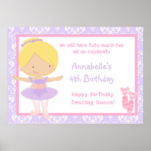 Affiche Blonde Ballerina & Purple Damask Anniversaire