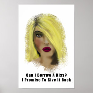 Affiche Blonde Bombshell Femme Emprunter Un Baiser