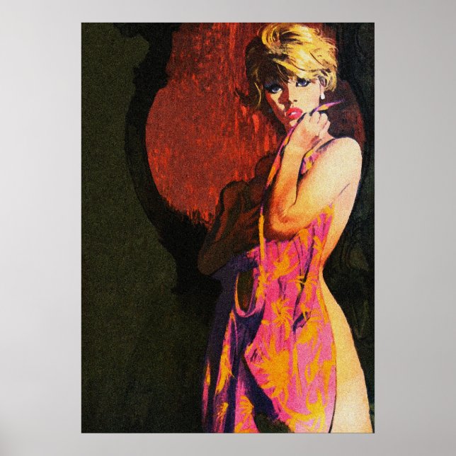 Affiche Blonde Girl and Mirror Vintage Pulp Cover Art. (Devant)