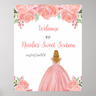 Affiche Blonde Hair Princess Sweet sixteen rose Bienvenue