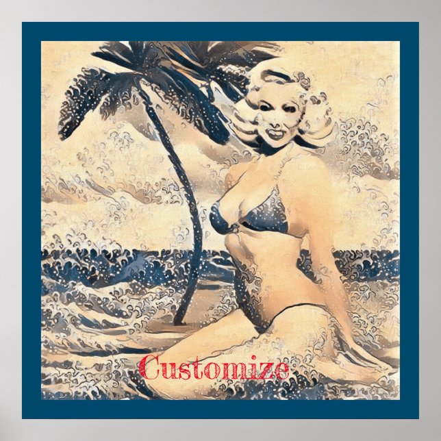 Affiche Blonde Kneeling Modèle de bikini Thunder_Cove (Devant)