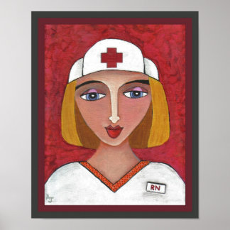 Affiche Blonde RN - soins infirmiers / infirmières imprime